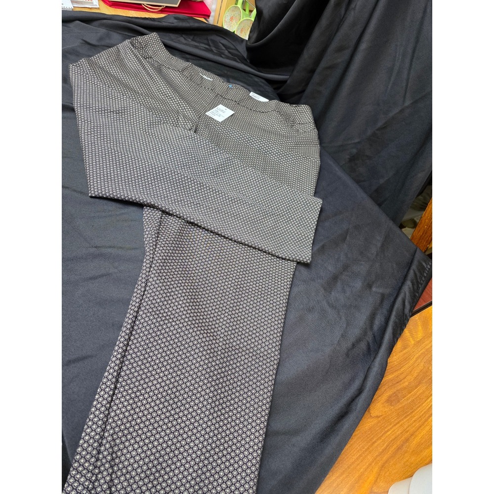 Croft & Barrow Effortless Stretch Pant 24W Short Black Micro Geo Straight Leg